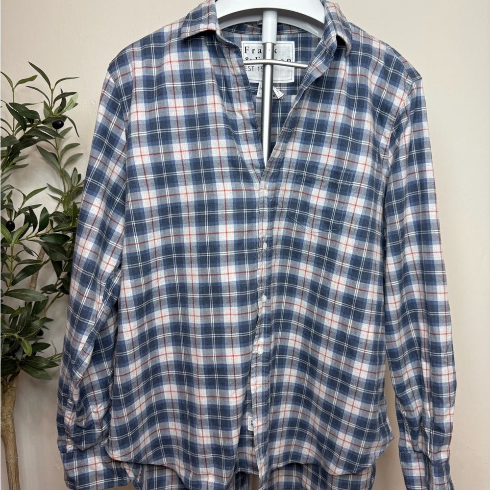 Frank & Eileen Navy, White and Red Plaid Button-Down Shirt